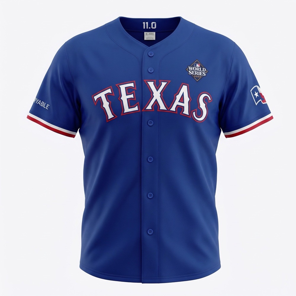 Texas Rangers 2023 World Series Josh Jung #6 11-0 SGA Button Up Jersey Size M